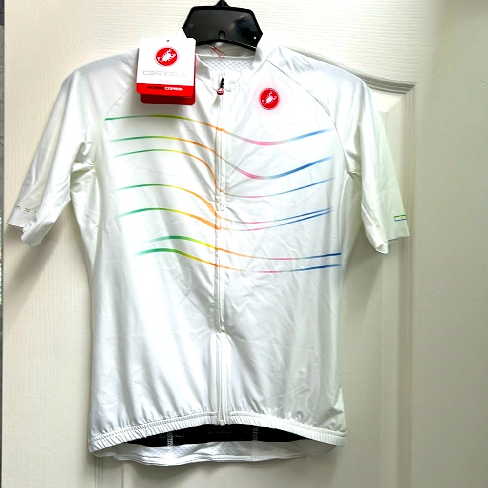 Women’s White Short Sleeve Castelli bike jersey